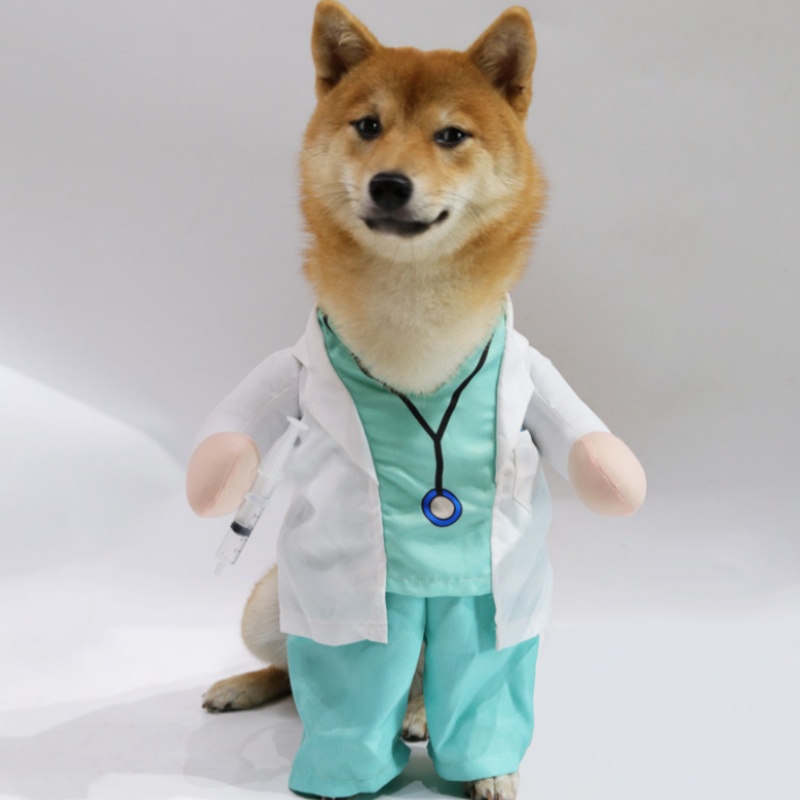 Pet Doctor Costume Veterinarian Scrubs with Lab Coat for Dogs